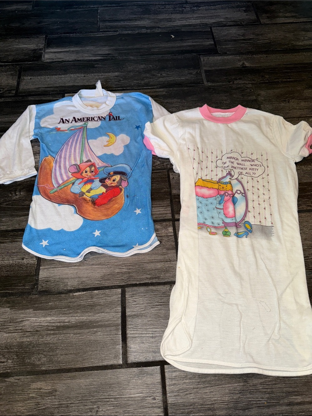 Vintage 1986  An American Tail Graphic Pajama Top Cartoon Sleepwear x2